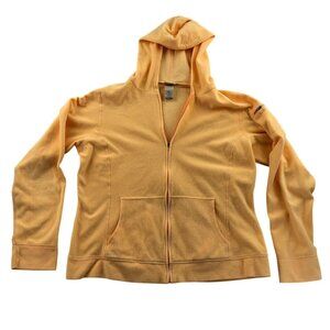 L.L. Bean Womens Jacket Medium Misses Orange Hooded Zip-Up Lightweight Casual